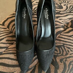 Charlies Elegant Black Lace Heels
